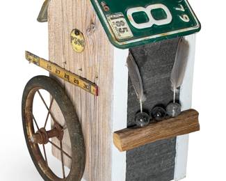 Vintage American Folk Art 'Roller House' Sculpture with Found Objects, P398