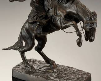 Frederic Remington 'The Broncho Buster' Franklin Mint Bronze Sculpture 1988