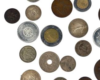 Lot of 25 Antique & World Coins: French, British, Italian, and More