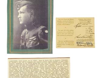 WWI World War Birds Internationale Certificate & Photo Grouping Aviator Louis Carruthers