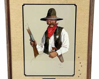 William T. Zivic Original Art: Morgan Earp Western Painting with Badge & Plaque