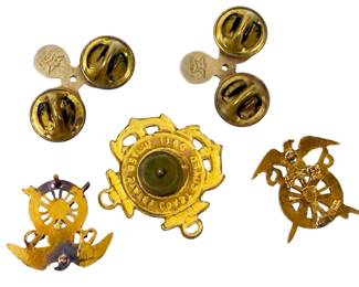 Vintage US Military Insignia Pin Lot (5) - Coast Guard, Army Artillery, Aviation