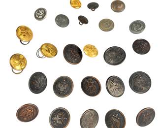Large Lot of Vintage US Military Uniform Buttons - Army, Navy Insignia, Makers Marks