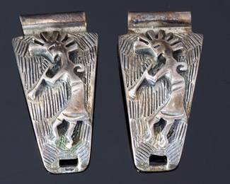 Southwest Sterling Silver Kokopelli Watch Band Tips Pair 9.15g