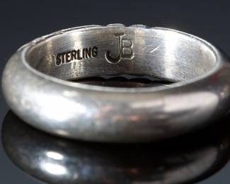 Navajo Sterling Silver Band Ring Signed JB - Native American Jewelry