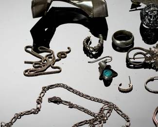 Sterling Silver Scrap Jewelry Lot - Mixed Chains, Rings, Pendants, Bracelets