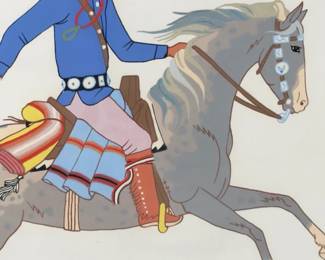 Harrison Begay Navajo Native American Art Print: Horse Rider, Framed