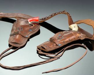 Vintage Gene Autry Cap Gun Holster Set, Double Holsters, Circa 1950s Toy