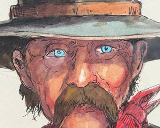 William T. Zivic Original Art: Morgan Earp Western Painting with Badge & Plaque