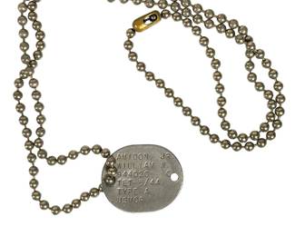 WWII USMCR Dog Tag William W. Amidon Jr. | Marine Corps ID & Ball Chain