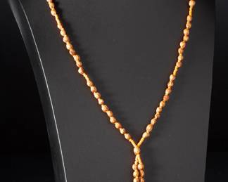 Organic Jobs Tears Seed & Orange Glass Bead Necklace - 26in Long