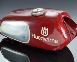 Vintage 1970s Husqvarna Aluminum Motorcycle Gas Fuel Tank (Stamped FR74LA)
