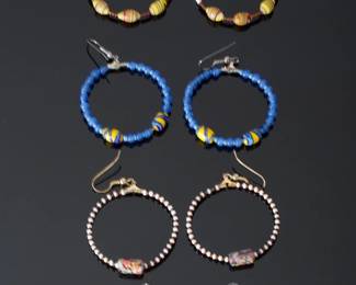 Lot of 4 Beaded Hoop Earrings - Assorted Colors & Styles, 21.85g Total