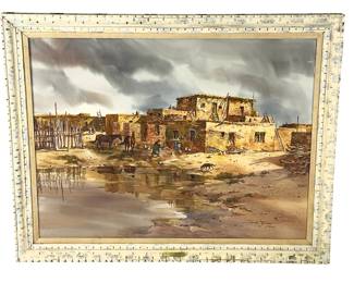 Joseph Bohler Original Watercolor 'Rain Clouds Over Acoma' Western Art