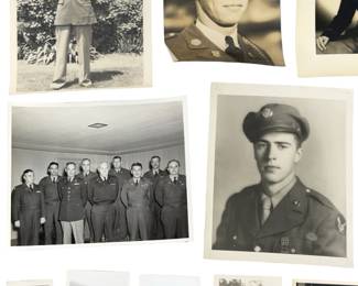 WWII US Soldier Portrait Photo Lot - Vintage Black & White Military History