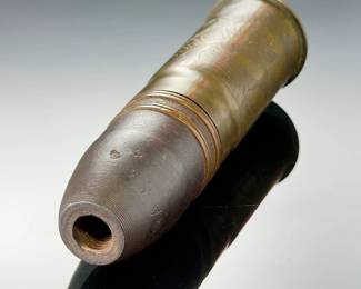 WWI Trench Art Shell Casing, Engraved Verdun France, Corp. R.L. Lewis 1918