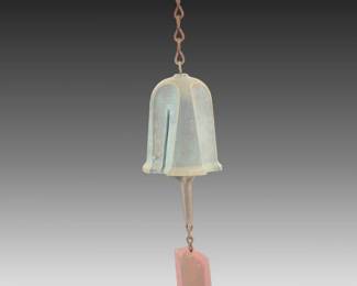 Vintage Southwest Bronze Garden Bell Wind Chime - Rustic Patina, Unmarked