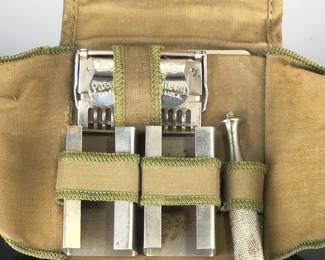 WWI US Military Ever-Ready Safety Razor Shaving Kit w/ Canvas Pouch & Mirror