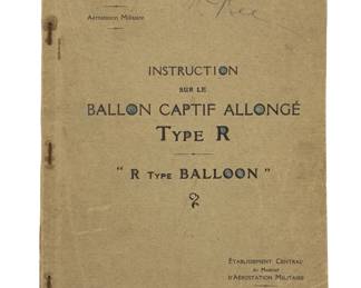 WWI 1918 French Military Aviation R Type Balloon Instruction Manual Book