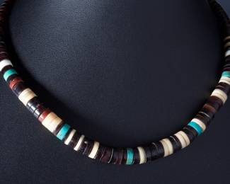 Vintage Santo Domingo Heishi Necklace | Multi-Stone & Shell Beads