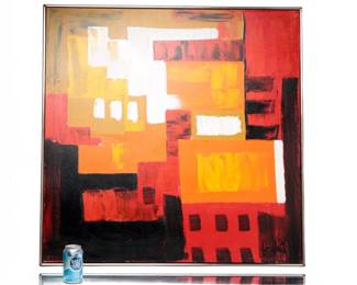 Large Mid-Century Modern Abstract Painting by Le Mark - Vibrant Palette