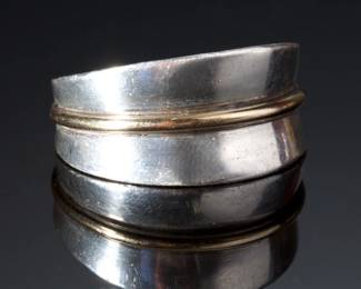 Heavy 14K Gold & Sterling Silver Ring, Signed LD, Size 9, 11.21g