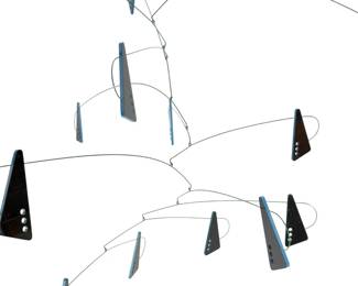 Vintage MCM Modernist Mobile Kinetic Sculpture Black & Blue Acrylic Art