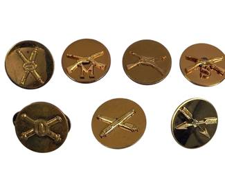 Vintage US Army Military Collar Discs Lot of 7: Infantry, Artillery, Signal
