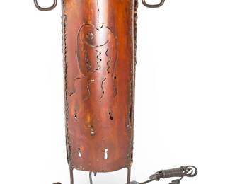 Artist Made Rustic Metal Pierced Fish Lamp - Unique Handmade Decor