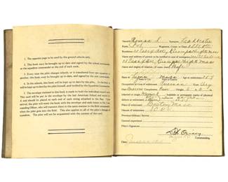 WWI US 1918 Pilot's Flight Record Book - Aviation Section Signal Corps