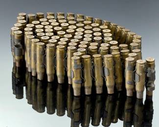 Military Brass Linked Dummy Ammo Belt - Spent .30-06 Rounds Display