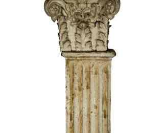 Antique Corinthian Architectural Pilaster Salvage, Illinois Origin, 67" Tall