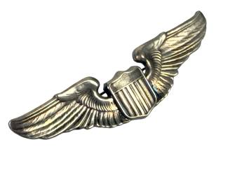 WWII US Army Air Forces Pilot Wings Sterling Silver Meyers New York Badge