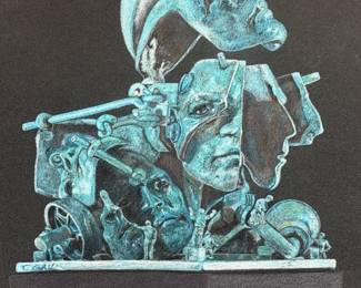 Theodore Ted Gall: Conceptual 'Metamorphic Head' Sculpture Print