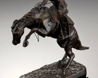 Frederic Remington 'The Broncho Buster' Franklin Mint Bronze Sculpture 1988