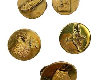 Vintage US Military Collar Discs Pins Lot of 5 - Army, Air Corps, Merchant Marine