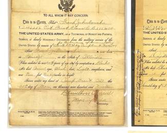 WWI World War I Honorable Discharge & Enlistment Records (Lot of 3) US Army