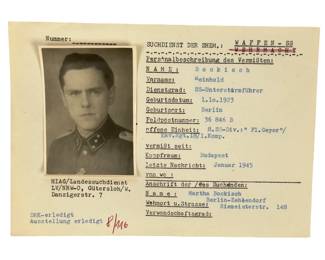 WWII German Waffen-SS Officer Missing Person Document - SS-Untersturmfhrer Bockisch