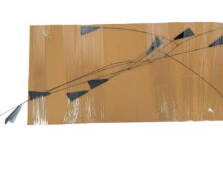 Vintage MCM Abstract Kinetic Mobile Sculpture, Green Wires, Blue Acrylic Panels