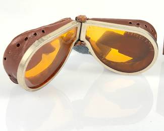 WWII British RAF MK II Pilot Goggles with Case - Vintage Aviator Eyewear