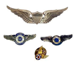 Vintage US Air Force & Army Air Force Wings Lot (4): Pilot, AFA, GOC Observer