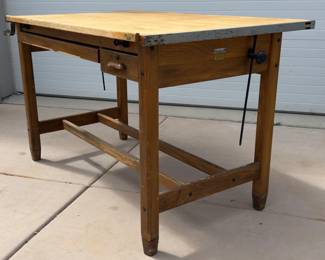 Vintage 1940s Hamilton-Economy J250 Drafting Table - Adjustable Wood & Steel