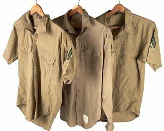 Lot of 3 Vintage USMC Staff Sergeant Khaki Utility Shirts, Size Med, 1970s