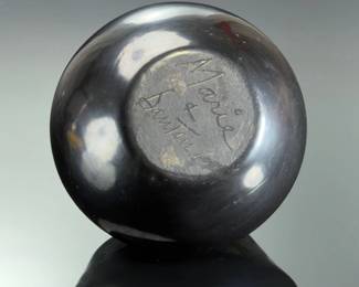 Maria & Santana Martinez San Ildefonso Black on Black Native American Pottery Vase
