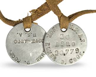 WWI 30th Aero Squadron U.S.A. Dog Tags - Sgt. Elmer D. Cook, Service No. 20773
