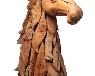 Life Size Artist Made Driftwood Horse Head Sculpture - Unique Natural Wood Art