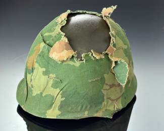 US M1 Combat Helmet with Vietnam Era Mitchell Camo Cover, Field Used