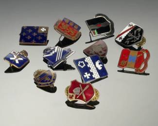 Vintage US Military DUI Insignia Pin Lot (11) - Sterling, Meyer, Mid-Century