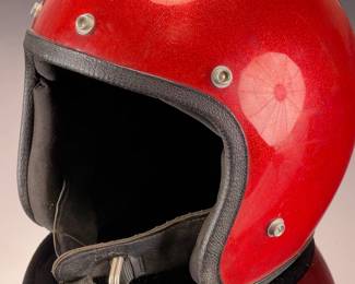 Vintage 1970s AIM H301 Red Metal Flake Open Face Motocross Helmet Relic