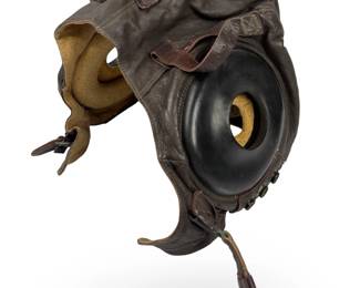 WWII US Army Air Forces Type A-11 Leather Flight Helmet, Selby Shoe Co., Size Medium